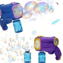 Kids' Bubble Gun, Includes 3 Refill Bottles And AA Batteries, Suitable For Children Aged 3 And 4-8. A Party Favor, Summer Toy, Outdoor Activity, Easter Gift, Or Birthday Present. - 1 Purple Item (Refill Solution *2 + AA Batteries) - View 7