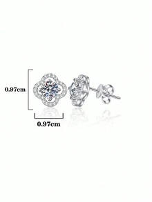 BLOVEMEE 2pcs Elegant Luxury 925 Sterling Silver 0.5Carat X 2 Moissanite Stud Earrings, Suitable For Women's Daily Wear, Party, Holiday, Valentine's Day, Mother's Day, Christmas, Birthday, New Year, Wedding Anniversary, Women's Jewelry Gift - EH0137M - View 5
