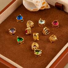 12件套DIY首饰配件 - 镂空心形糖果色多巴胺吊坠项链、耳环、包包装饰，适合手工爱好者，情人节礼物 - 金色 - 查看 11