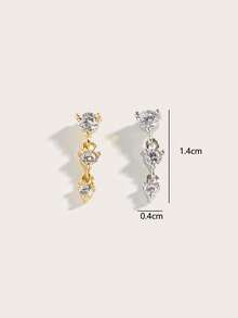 1pc Fashionable Minimalist Elegant Diamond Stainless Steel Stud Earrings, Suitable For Women's Daily Wear - Diamond - View 5