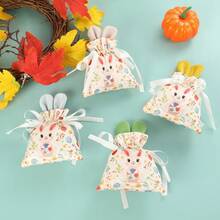 4pcs/2pcs/1pc Easter Bunny Ear Drawstring Bags, Rabbit Party Favor Bags, Candy/Egg Packaging Bags, Birthday Party Gift Bags - Multicolor - View 5