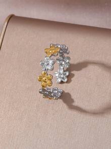 3/6/9/12pcs Set 18K Gold Plated Stainless Steel Minimalist Geometric Pattern Open Rings, Suitable For Women's Daily Wear (Random Delivery) - Gold - View 6