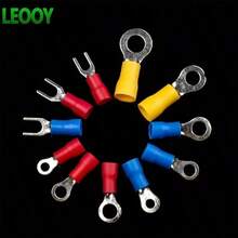 电气压接叉形端子套件，包含各种电缆连接器，配有绝缘环形叉形压接端子，适用于汽车和船舶布线，房车圆形非绝缘压接端子，O型接线片，预绝缘铜环 - 彩色 - 查看 6