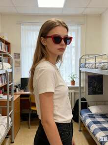 1 Par de Óculos da Moda Estilo Olho de Gato para Mulheres, Estilo de Rua Casual, Adequado para Festa, Praia, Uso Diário - Vinho - Visão 3
