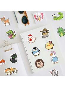 100pcs Cartoon Animal Stickers, Cute Graffiti Style, Suitable For Laptop, Luggage, Computer, Scrapbook, Stationery, Phone And Children's Toy Gifts - Multicolor - View 8