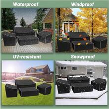 Funda impermeable para muebles de exterior, hecha de tela Oxford, resistente a la lluvia, la nieve, el polvo y los rayos UV, adecuada para muebles de jardín y patio, disponible en negro y plateado, múltiples tamaños para almacenamiento interior y exterior (hogar, oficina, viaje), Día de la Mujer, artículos de viaje, recuerdos de boda, Y2k, dormitorio, accesorios de coche para mujeres, decoración de cocina - Negro - Ver 11