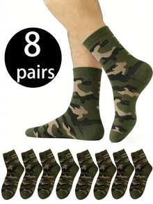 8/4/1 Pair Men Crew Socks, Stretchy And Breathable Everyday Crew Socks For Men & Women, Suitable For All Seasons, Spring, Summer, Autumn And Winter, Camouflage Sports Socks For Men, Fall - Multicolor - View 3