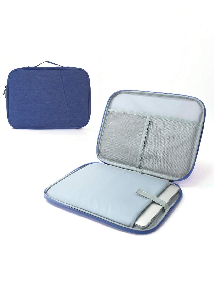Túi đựng laptop 13-14 inch, bao đựng laptop, túi xách tay, đa chức năng, di động, nhẹ, thích hợp cho công việc, đi làm, đi học. - Xanh đậm - Xem 1