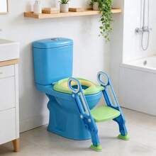 Training Toilet Seat With Step Stool, Foldable, Height Adjustable, Blue-Violet/Blue-Green. - Bleu-vert - View 4
