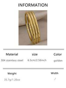 1/3/5/8pcs Minimalist 304 Stainless Steel Solid Bangle Bracelets For Women, 18K Gold Plated, Tarnish Resistant, Stackable - Yellow Gold - View 7