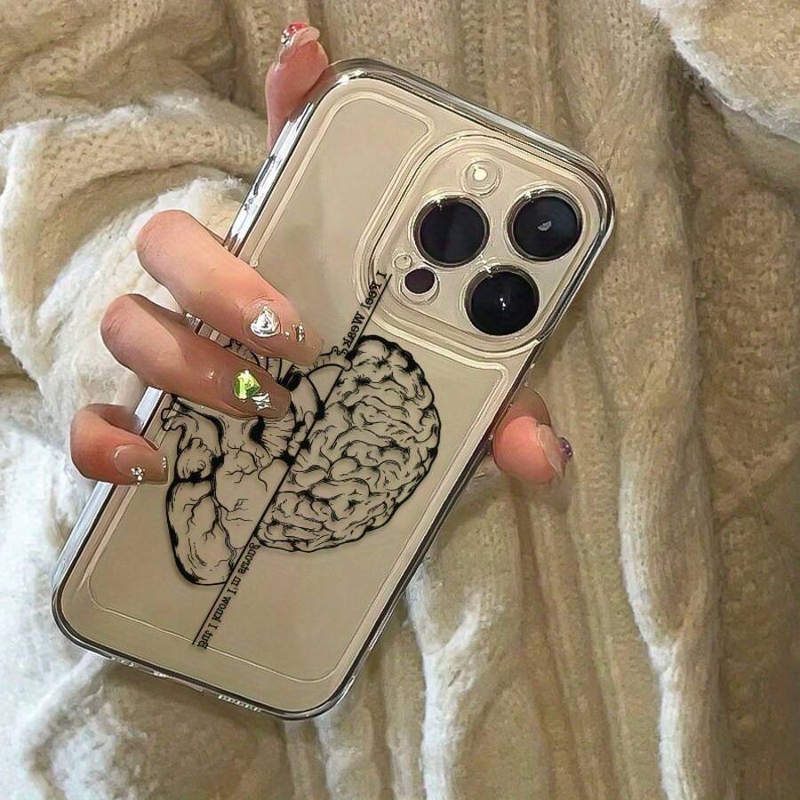 Funda minimalista en blanco y negro para teléfono con patrones de órganos humanos, compatible con varios del 11 al 17. Ofrece un agarre cómodo, protección total de la lente y no cambia de color. Esta funda es un regalo perfecto para Navidad. - transparente - Ver 1