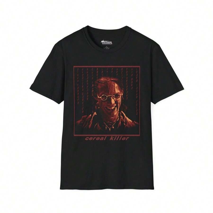Cereal Killer Tee Hackers 90s Movie Shirt Matthew Lillard Graphic Tee - 黑色 - 查看 1