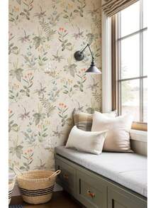 1卷彩色花叶墙纸贴纸，防水易撕，即时粘贴，乙烯基材质，适用于卧室、客厅背景墙、家居装饰、橱柜、桌子、家具翻新，DIY易安装，尺寸：17.7英寸 x 39.3英寸/118.1英寸/196.8英寸 - 薄荷綠 - 查看 9