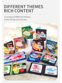 1 Set Baby Books & Toys, Animal Tail Cloth Books With Crinkle Paper, Soft Sensory Books Suitable For Infant Boys & Girls, High Contrast Black & White Tummy Time Toys, Ideal 1st Birthday Gift For Babies - Multicolor - View 8