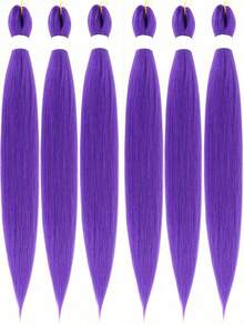 1-6pcs 18-36 Inch Purple Pre-Stretched Braiding Hair Extensions, Suitable For Braiding, Yaki Synthetic Crochet Twist Braids, Halloween Costume Cosplay