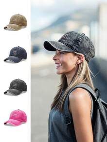 1pc 250th Anniversary Printed Baseball Cap, Men's Oxford Lining, Classic Curved Brim, Natural, Comfortable And Breathable, Adjustable Hook And Loop Closure At The Back, Suitable For Everyday Wear, Outings, Sports, Outdoor Activities, Travel, Etc, For Spring/Summer/Fall, Independence Day, Memorial Day, Veterans Day - 霧霾藍 - 查看 2
