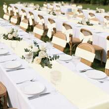 1pc Satin Table Runner, 10pcs Bowknot Chair Back Decorations, Smooth Fabric Decor Suitable For Wedding, Party, Birthday, Restaurant - Multicolor - View 5