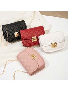 Embroidered Flap Metal Chain Saddle Crossbody Bag - White - View 6