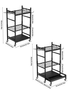 1pc Garden Tool Rack With Wheels, Versatile Wheeled Storage Organizer With Steel Construction, Equipped With Multiple Hooks, Ideal For Sorting And Storing Long-Handled Tools, Rakes, Brooms, And Garden Accessories, Perfect For Garages, Yards, Storage Units, And Workshop Spaces, Enhancing Organization, Accessibility, And Clean, Clutter-Environments, , Rust-Resistant Design; Space-Saving Profile; Easy Maneuverability; Secure Hooks And Adjustable Rack Sections; Dust-Resistant Finish; Converts Any Garage, Yard, Or Storage Unit Into Orderly, Accessible Work Zones - Multicolor - View 3
