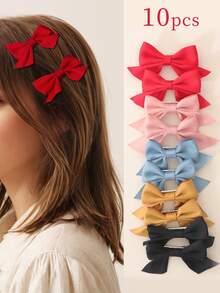 10件套花朵蝴蝶结发夹，红色波点蝴蝶结，米色，棕色，黑色格子蝴蝶结发饰，适合日常或返校佩戴 - 彩色 - 查看 8
