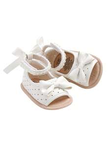 婴儿男女童夏季凉鞋派对婚礼礼服平底鞋新生儿学步鞋学步鞋0-18个月 - 白色 - 查看 5