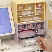 1 hộp đựng đồ để bàn bằng nhựa trong suốt đa năng, dung tích lớn, có ngăn kéo, thích hợp để đựng đồ dùng văn phòng, mỹ phẩm và đồ dùng phòng tắm, thiết kế nhẹ giúp sắp xếp bàn làm việc tại nhà hoặc văn phòng gọn gàng. - Hồng - Xem 6