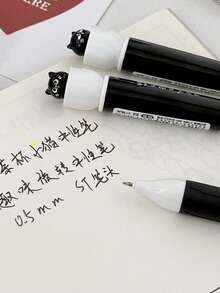 4支/套 猫咪造型中性圆珠笔，创意旋转笔筒，0.5mm，速干黑色墨水，趣味减压旋转笔芯，硅胶笔套，速干，0.5mm黑色圆珠笔，适用于办公、返校、节日礼物 - 多色 - 查看 7