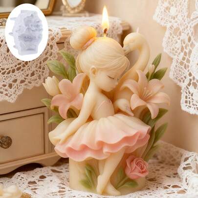 Swan Ballet Girl Silicone Mold - Elegant Young Ballerina Design With A Tutu, Easy-Demold Flat Mold For Aroma Candles, Plaster Diffusers. Perfect As A Thoughtful Gift For Dance Lovers, And For Home Decor In Entryways, Bedrooms, Or Spa Bath Ambiance. An Uniquely Charming Choice For Holidays, Birthdays, Valentine's Day & Special Occasions
