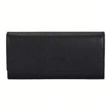 Saffiano Leather Flap Wallet Flip Long PU Wallet Male Female Couple - màu đen - Xem 3
