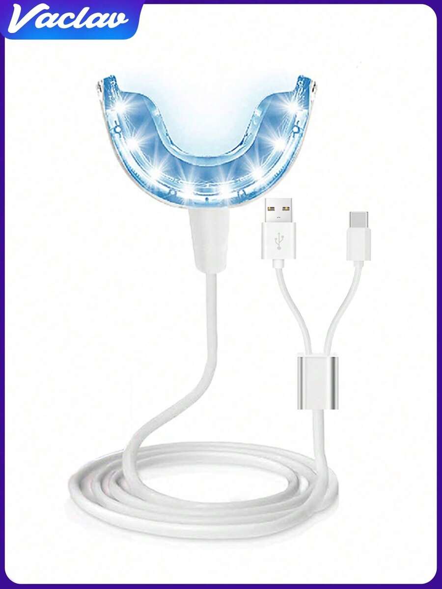 16 LED Teeth Whitening Accelerator Light, Teeth Whitening Tray Enhancer, Connects Via USB/Phone/Android/Type-C, For Home Use (Whitening Gel Not Included)