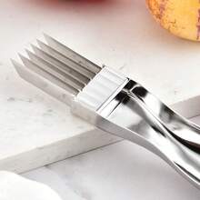 1 Multi-Functional Stainless Steel Vegetable Slicer - Suitable For Onions, Garlic, Tomatoes - Handheld Onion Cutter With Multiple Blades For Efficient Slicing - Essential Kitchen Accessory, Vegetable Slicer And Chopper - Multicolor - View 5