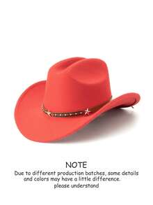 Unisex Felt Fedora Hat Decorated With A Star And Belt Buckle, Suitable For Parties, Western-Themed Events, Gatherings, Role-Playing, Graduation Ceremonies, Costume Balls, Festivals, Birthday Celebrations, Music Festivals, Hiking Trips, As Well As Daily Photo Shoots. - Style 1 - View 14