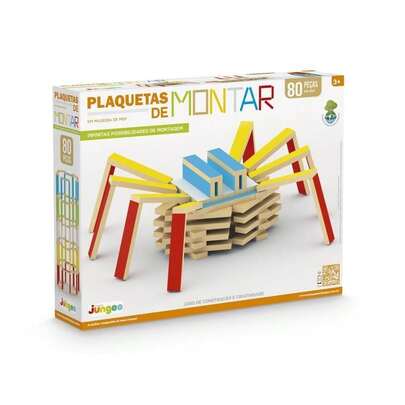 Brinquedo Plaquetas De Montar 80 Pçs Madeira Junges