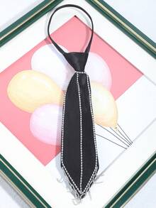 1pc Unisex Fashion Rhinestone Fringed Tie, Suitable For Stylish Casual Outfits - A - View 2