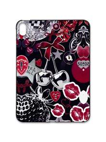 Y2K Baddie Collage iPad哑光黑保护壳，饰有复古迪斯科球、樱桃、红唇、豹纹、蝴蝶结、爱心锁图案，iPad保护套 - 黑色 - 查看 18