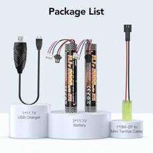 2 paquetes de baterías de gel de agua NASTIMA Airsoft de 11.1V 2000mAh con conector SM2P para marcadoras de airsoft y bolas de pintura, con cable de carga. Lleno de diversión - como en la foto - Ver 7