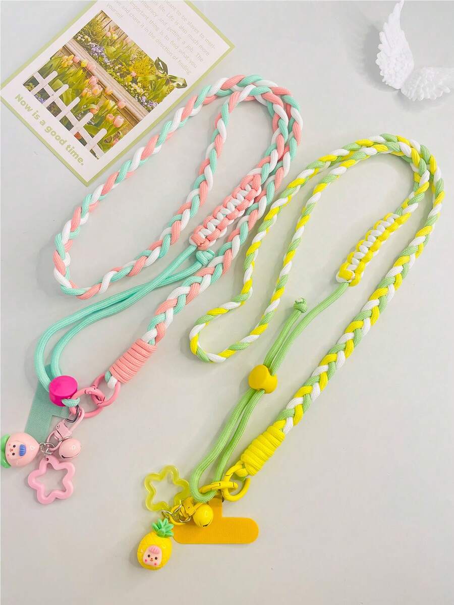 Noise Isolating Mixed Braided Multi-Color 1pc 2026 New INS Style Phone Lanyard Strap, Fits All Phone/Camera/Earphone Models, Versatile Shoulder/Halter, Outdoor Handheld Lanyard, Anti-Lost Anti-Theft Phone Charm With Gift Pad Birthday Gift - Multicolor - View 1