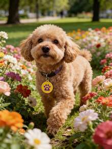 宠物身份牌，适用于猫狗，可添加宠物姓名和电话号码，具有保护功能，扫码定位，方便查找宠物位置，宠物用品，可爱宠物身份卡 - 薑色 - 查看 9