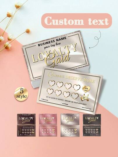 200/500/1000pcs Customized Personalized Beige & Gold Membership Card Template, Spa/Salon Membership Card DIY, Reward Card, VIP Customer Card, Discount Card, Business Promotion Card