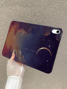 斋月氛围浪漫星空磨砂iPad保护壳，浪漫星空，文学疗愈风格磨砂iPad保护壳，渐变夜空，新月星辰图案iPad保护壳 - 黑色 - 查看 8