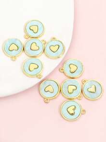 10pcs 10-Colors Acrylic Sheet Round Alloy Charms With Love Heart Design, Fashion Necklace Bracelet Earrings Phone Chain And More Decorations DIY Ins Style Dopamine Pendants - Cute Accessory For Daily Wear And Valentine's Day - Round with Love Heart Design - View 12