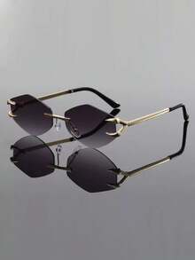 1pc Classic Retro Diamond Shaped Frameless Fashion Unisex Glasses, Street Style Accessory, Ideal Gift Choice - Multicolor - View 9