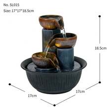 Three Story Indoor Tabletop Waterfall Fountain, Soothing Flowing Water, Suitable For Living Room, Office, Bedroom, Entrance, Club Bar, Corporate Front Desk, Hotel, Cabinet Handicrafts, Creative Holiday Gifts - Black - View 4