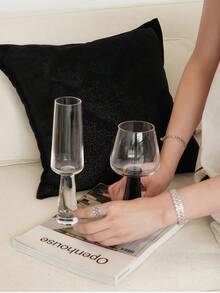 1 件复古黑色金属高脚杯、黑色柱状酒杯、威士忌醒酒器酒杯、浓缩咖啡杯、透明玻璃冰淇淋杯 - 彩色 - 查看 5