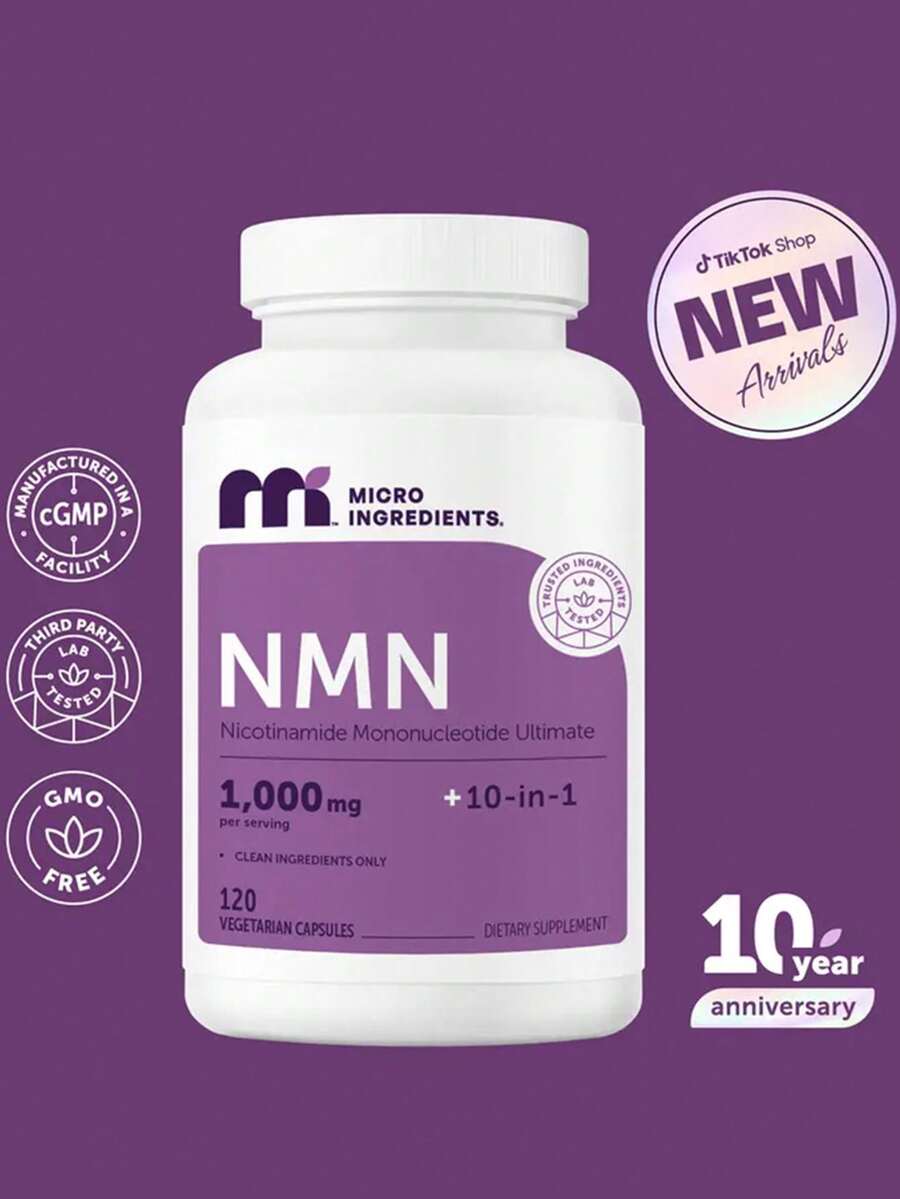 NMN--Nicotinamide Mononucleotide Ultimate|1,000mg Per Serving+10-In-1|Clean Ingredients Only|120vegetarian Capsulesdietary Supplement - 1Bottles - 查看 1
