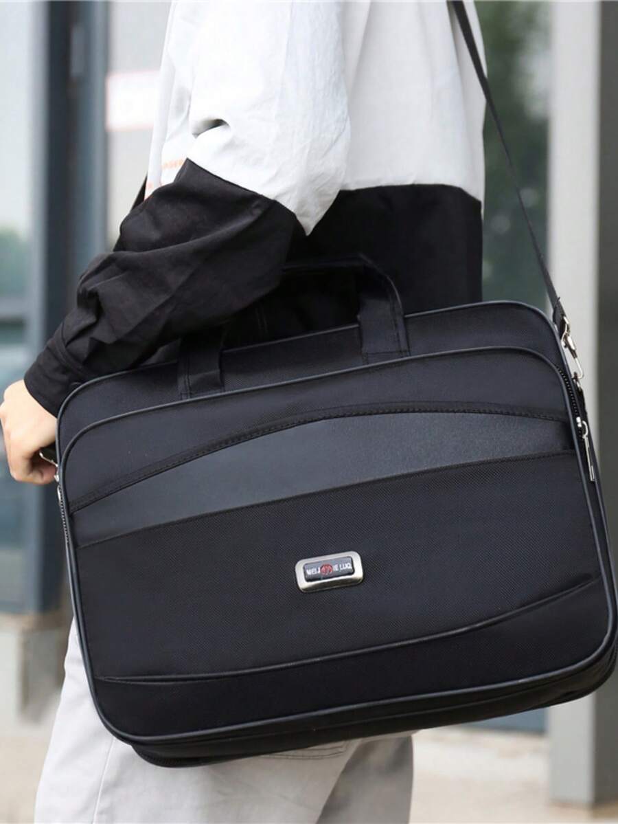 黑色公文包，简约时尚休闲多功能男士商务背包/笔记本电脑包，1个装。 - 彩色 - 查看 1