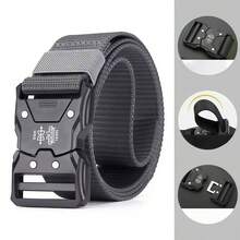 Fashionable Tactical Style Non-Slip Quick-Release Wide Men's Nylon Belt With Longer And Wider Plastic Buckle. A Great Tactical Style Men's Accessory For Father's Day, Perfect For Men. Breathable And Comfortable, Made Of Wear-Resistant Nylon. - Green - View 6