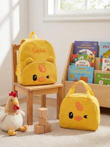 Mochila & Lonchera Personalizada con Nombres Bordados a Medida, Adorable Bolsa de Regreso a la Escuela, Regalo Único para Él o Ella - Multicolor - Ver 3