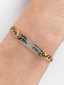 1pc Customized Couple Bracelet, Stainless Steel Material For Men And Women - Couple's Eye Pattern Bracelet - View 4