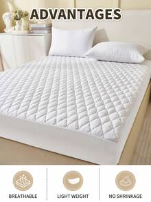 1件绗缝床笠，床上用品，床垫保护套，床罩，白色菱形床罩，床单，舒适家纺，透气防起球床垫保护套，卧室装饰，装饰床罩，适用于卧室宿舍，适合所有尺寸的床 - 单人床、双人床、大号床、特大号床，四季皆宜，可机洗，不含枕头和枕套，房间装饰 - 白色 - 查看 5